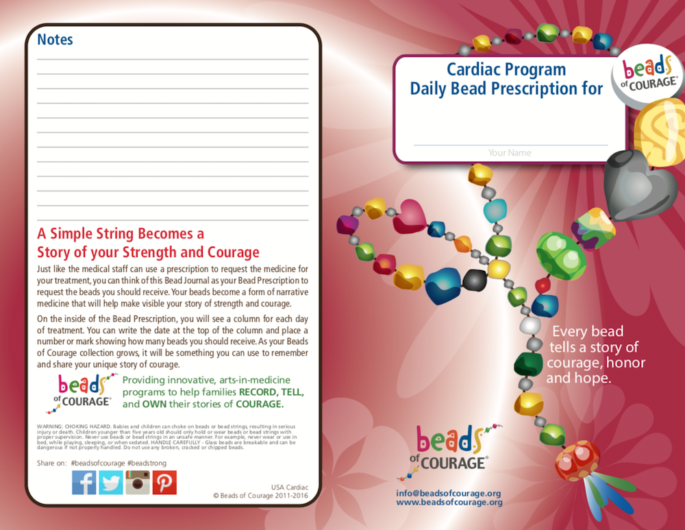 Beads of Courage, Beads at Home, Cardiac Bead Prescription (English) (100 pcs/unit)