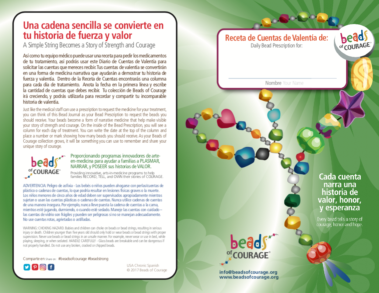 Beads of Courage, Beads at Home, Chronic Conditions Bead Prescription (Spanish) (100 pcs/unit)