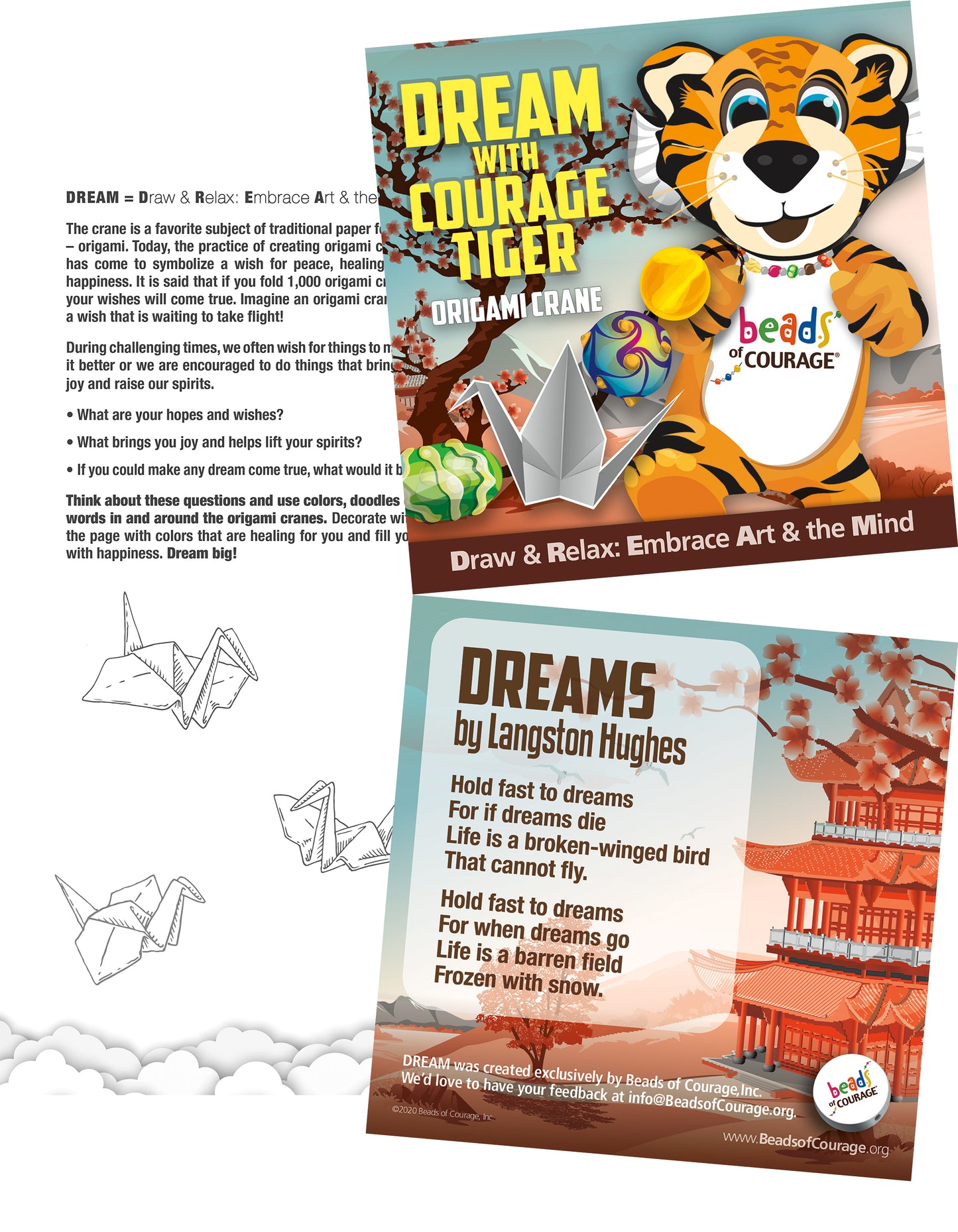 Origami Crane - DREAM Activity - Honoring Peace, Healing, Happiness (20pack)
