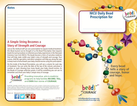 Beads of Courage, Beads at Home, NICU Bead Prescription (English) (100 pcs/unit)