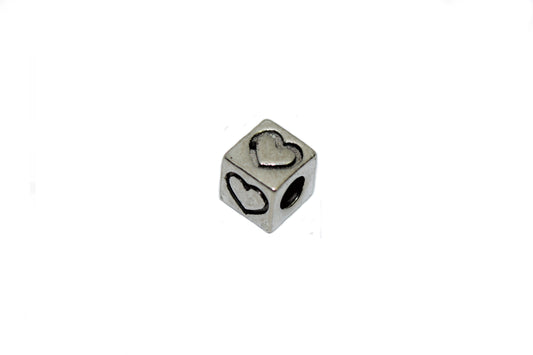 Beads of Courage, Beads at Home, Silver Square Heart (50 pcs/unit)